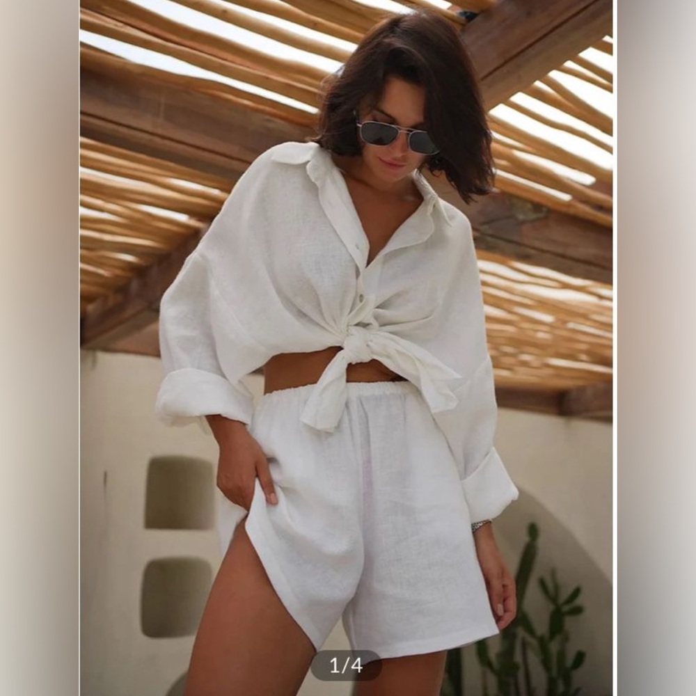 Commense solid cotton loose short set